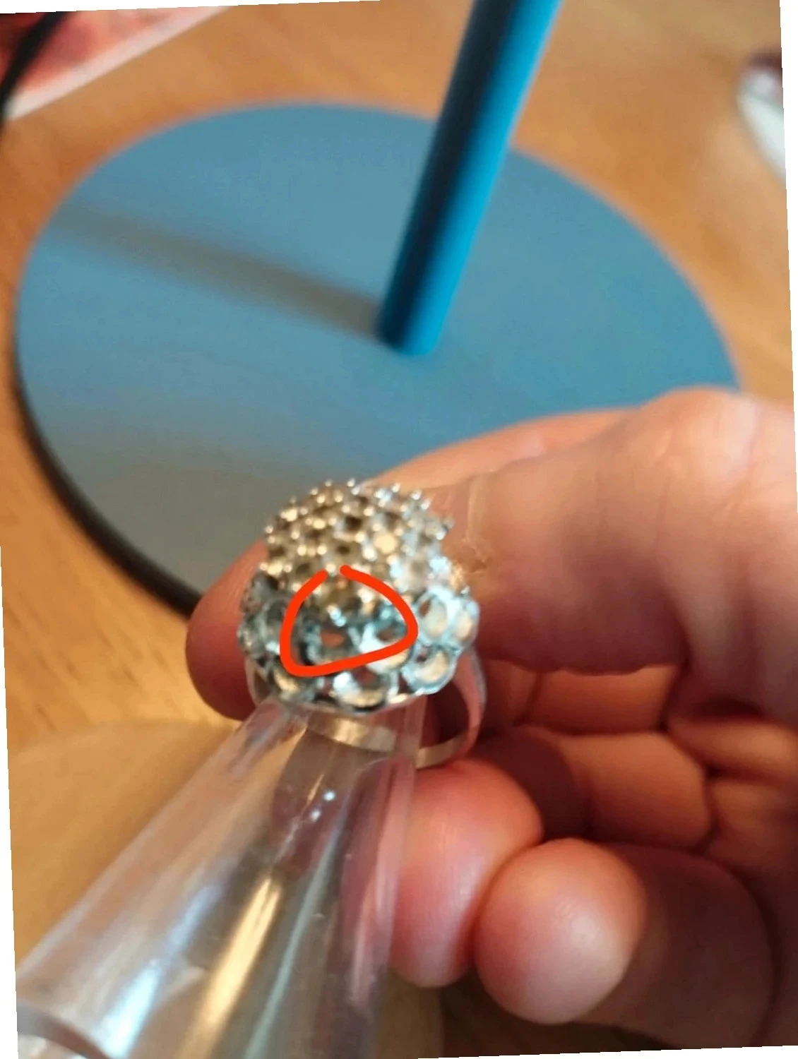 Anillo de fantasía vintage bañado en oro. Talla 52.5 – photo 2
